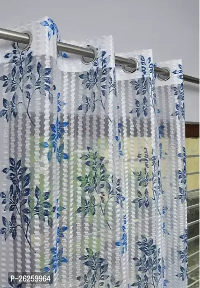 Stylish White Polyester Printed Window Curtains