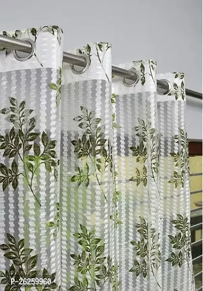 Stylish White Polyester Printed Window Curtains