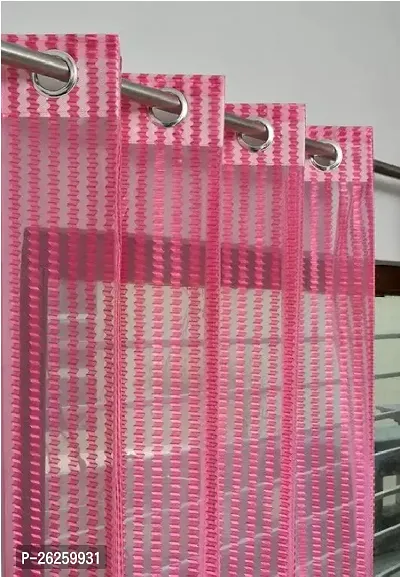Stylish Pink Polyester Solid Window Curtains-thumb0