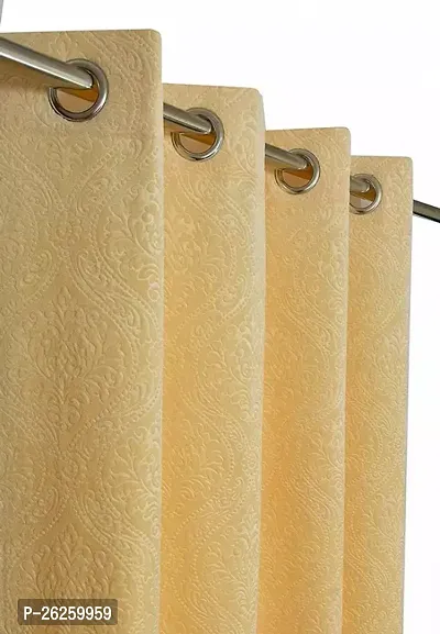 Stylish Beige Polyester Solid Window Curtains