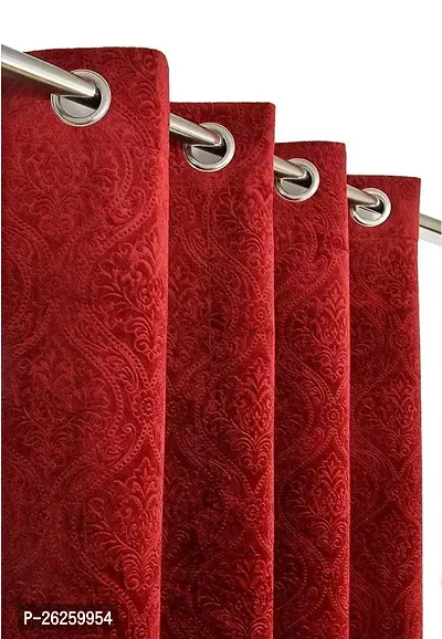 Stylish Maroon Polyester Solid Window Curtains