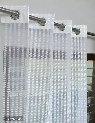Stylish White Polyester Solid Window Curtains