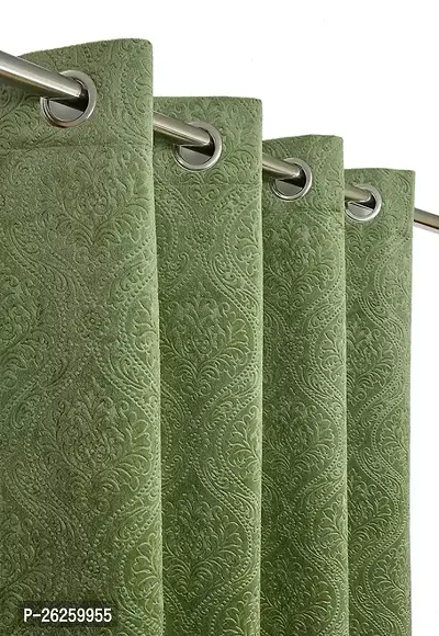 Stylish Green Polyester Solid Window Curtains-thumb0