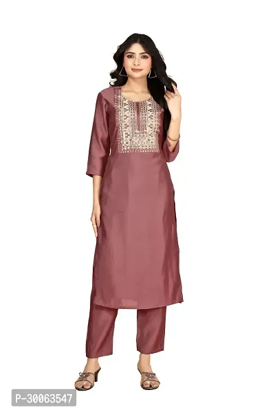 Stylish Maroon Silk Self Pattern Kurta Bottom Set For Women-thumb0