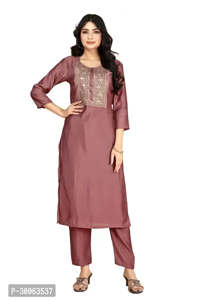 Stylish Maroon Silk Self Pattern Kurta Bottom Set For Women