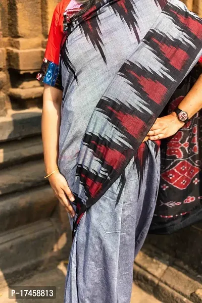 Cotton by Khadi shambalpuri Printed Saree with plain running Blouse