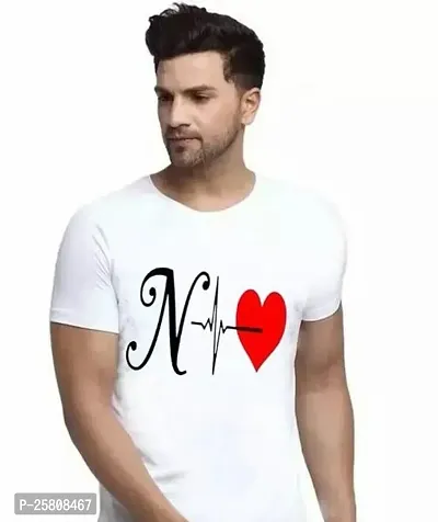 Reliable White Polyester Printed Round Neck Tees For Men-thumb0