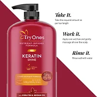 Tryones Keratin Smooth Shampoo 1000ml, With Keratin  Argan Oil for Straighter-thumb2