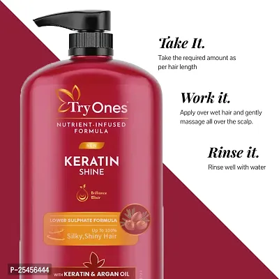 Tryones Keratin Smooth Shampoo 1000ml, With Keratin  Argan Oil for Straighter-thumb3