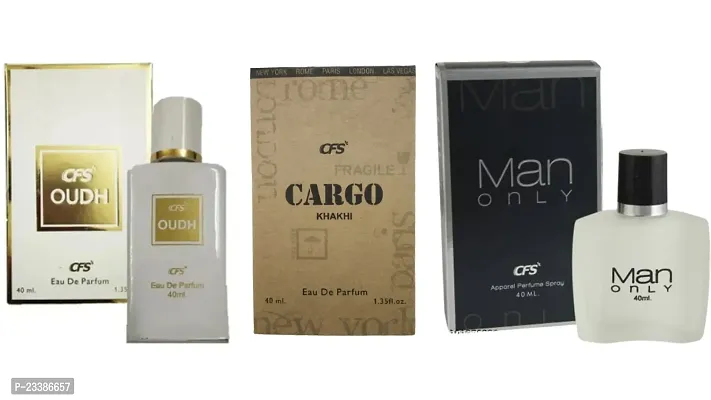 1 CFS OUDH WHITE PERFUME 40ML + 1 CFS MAN ONLY BLACK PERFUME 40ML + 1 CFS CARGO KHAKHI PERFUME 40ML-thumb0