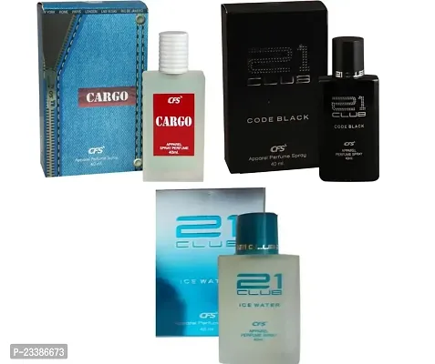 1 CFS 21 CLUB CODE BLACK PERFUME 40ML + 1 CFS 21 CLUB ICE WATER PERFUME 40ML + 1 CFS CARGO BLUE PERFUME 40ML-thumb0