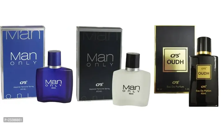 1 CFS MAN ONLY BLUE PERFUME 40ML + 1 CFS MAN ONLY BLACK PERFUME 40ML + 1 CFS OUDH BLACK PERFUME 40ML