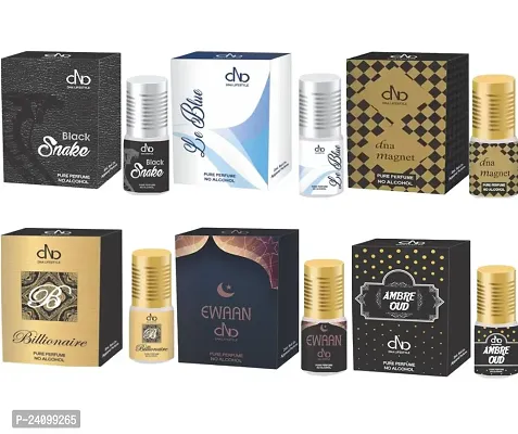 1 BLACK SNAKE ROLL ON PERFUME 2ML + 1 LE BLUE ROLL ON PERFUME 2ML + 1 BILLIONAIRE ROLL ON PERFUME 2ML + 1 EWAAN ROLL ON PERFUME 2ML + 1 AMBRE OUD ROLL ON PERFUME 2ML + 1 DNA MAGNET ROLL ON PERFUME 2ML