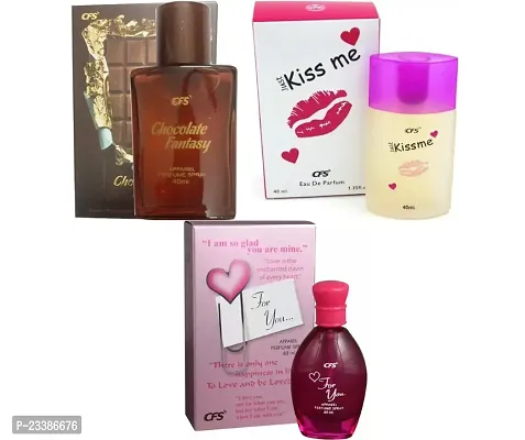 1 CFS JUST KISS ME PERFUME 40ML + 1 CFS FOR YOU PERFUME 40ML + 1 CFS CHOCOLATE FANTASY 40ML