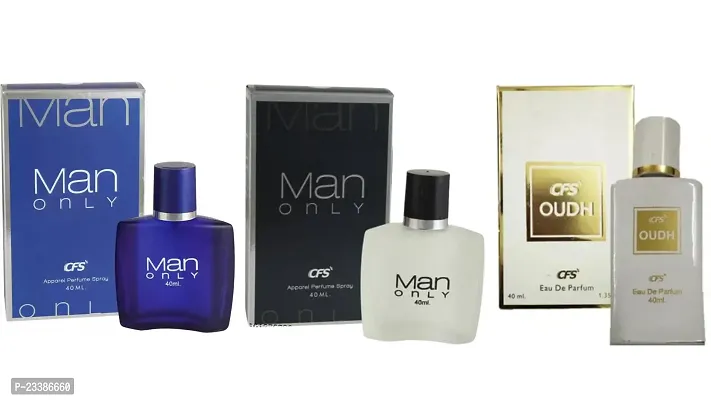 1 CFS MAN ONLY BLUE PERFUME 40ML + 1 CFS MAN ONLY BLACK PERFUME 40ML + 1 CFS OUDH WHITE PERFUME 40ML