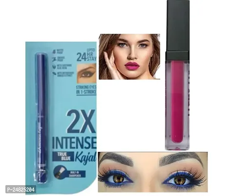 1 MATTE ME ULTRA SMOOTH PINK LIP COLOR + 24 HRS LASTING 2X INTENSE BLUE WATERPROOF KAJAL-thumb0