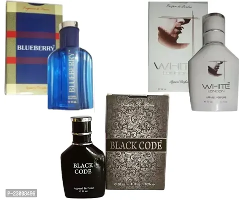 1 BLUEBERRY APPAREL PERFUME (30ML) + 1 BLACK CODE PEFUME (30ML) + 1 WHITE STREET LONDON PERFUME (30ML)-thumb0