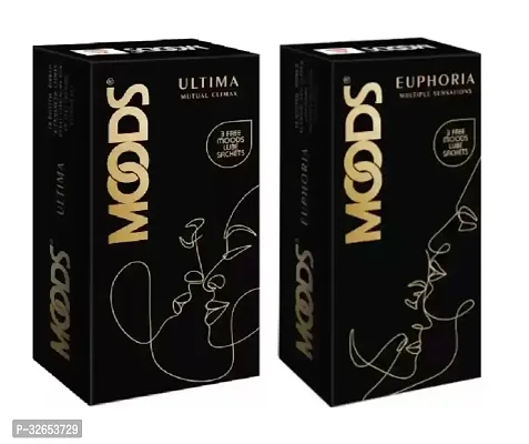 1 Moods Ultima Mutual Climax Condoms (10 Pcs) (3 Free Moods Lube Sachets) + 1 Moods Euphoria Multiple Sensations Condoms (10 Pcs) (3 Free Moods Lube Sachets)