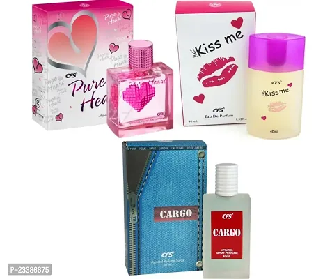 1 CFS CARGO BLUE PERFUME 40ML + 1 CFS JUDT KISS ME PERFUME 40ML + 1 CFS PURE HEART PERFUME 40ML