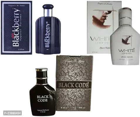 1 BLACKBERRY APPAREL PERFUME (30ML) + 1 BLACKCODE PERFUME (3ML) + 1 WHITE STREET LONDON PERFUME (30ML)-thumb0