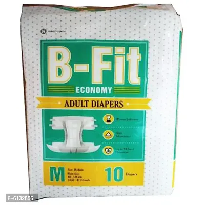 1 B- FIT ECONOMY MEDIUM SIZE HIGH ABSORBENCY ADULT DIAPERS FOR WAIST SIZE 23 INCH - 47 INCH. (PACK OF 10 DIAPERS)-thumb0