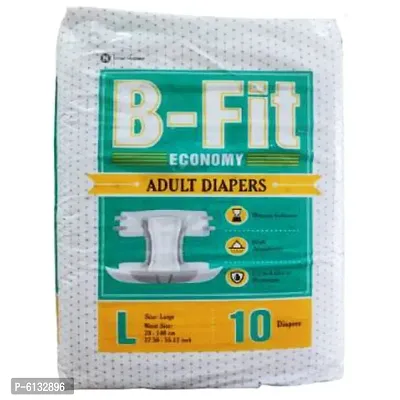 1 B- FIT ECONOMY LARGE SIZE HIGH ABSORBENCY ADULT DIAPERS FOR WAIST SIZE 27 INCH - 55 INCH (PACK OF 10 DIAPERS)