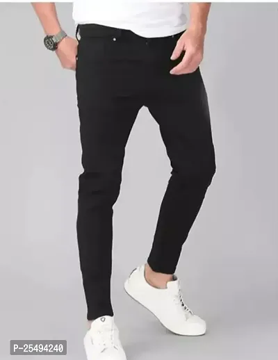 Comfortable Black Cotton Blend Mid-Rise Jeans For Men-thumb0