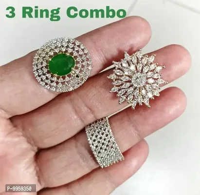 Elegant Alloy Rings for Women, Pack of 3-thumb0