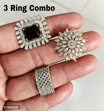 Elegant Alloy Rings for Women, Pack of 3-thumb0