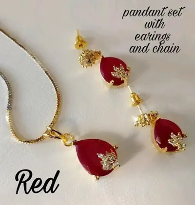 RED COLOURED PANDENT SET