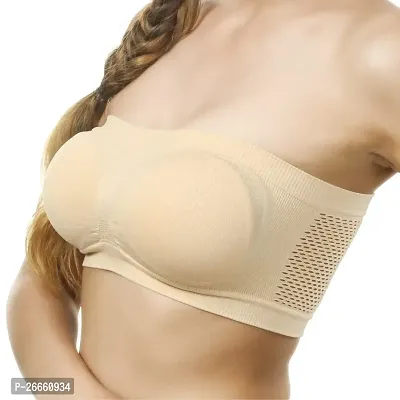 aryashri Non-Padded  Non-Wired Seamless Tube Beige Bra for Women (Size: Free)-thumb3