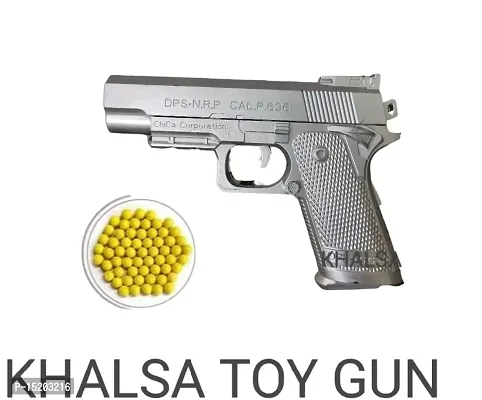Silver colour PUBG Pistol for Kids with 50 Round Reload And 6mm Plastic BB Bullets. pubgs Soft Water Bullets Toys Gun.Outdoor Game Toy for Children Kid Boys Gifts with free 70bullets