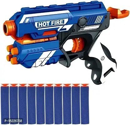 KHALSA Hot Fire Soft Bullet Gun Toy with 10 Safe Soft Foam Bullets, Fun Target Shooting Battle Fight Game for Kids Boys (Blaze Storm- Hot Fire)-thumb0