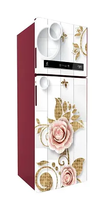 Blocks with White Flower 3D (Double Door Fridge Wall Sticker )-thumb1