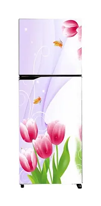 Red Rose with Beautiful Green Leaf 3D (Double Door Double Door Fridge Wall Sticker )-thumb1