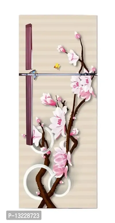 Decorative Beautiful Bud with White Bubbles (Double Door Double Door Fridge Wall Sticker )-thumb3