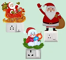 Global Graphics Decorative Colorful Santa Claus and Christmas Wall Switch Penal/Board Sticker (PVC Vinyl)-thumb2