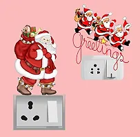 Global Graphics Decorative Colorful Santa Claus and Christmas Wall Switch Penal/Board Sticker (PVC Vinyl)-thumb2