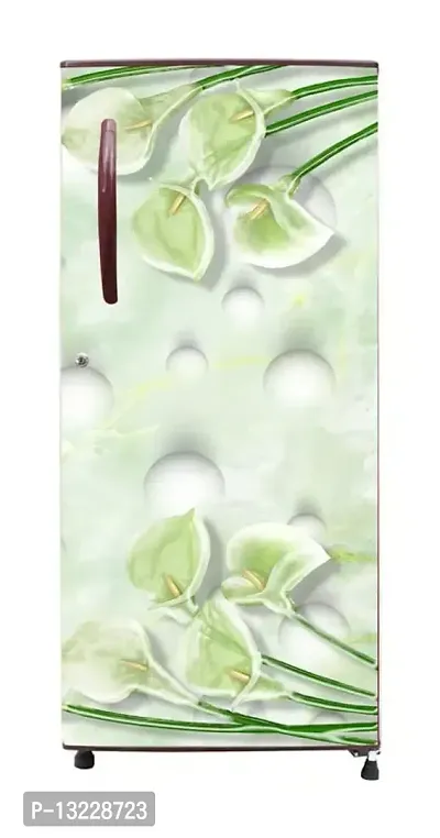 Decorative Beautiful Bud with White Bubbles (Double Door Double Door Fridge Wall Sticker )-thumb0