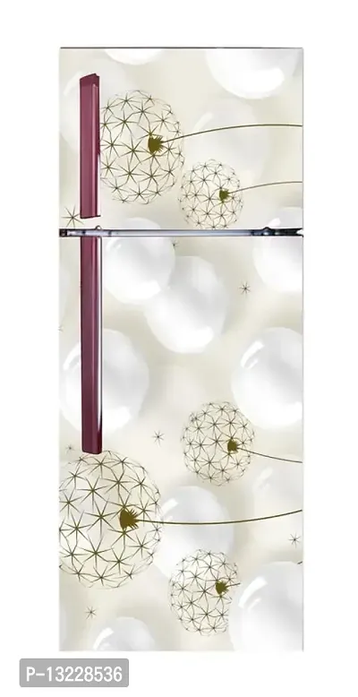 Decorative White Circles with Flower (Double Door Double Door Fridge Wall Sticker )-thumb3