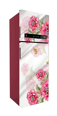 Decorative Red Flowers with Water (Double Door Double Door Fridge Wall Sticker )-thumb1