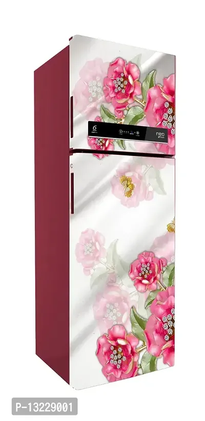 Decorative Red Flowers with Water (Double Door Double Door Fridge Wall Sticker )-thumb2