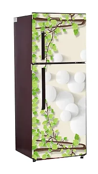 Decorative White Bubbles with Yellow Tree (Double Door Double Door Fridge Wall Sticker )-thumb1