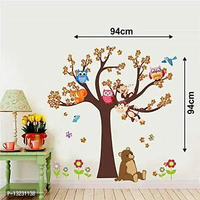 Global Graphics Decorative Tree Birds,owl,squral,Bear Animals Wall Sticker Multicolor(PVC Vinyl)-thumb3