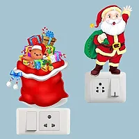 Global Graphics Decorative Colorful Santa Claus and Christmas Wall Switch Penal/Board Sticker (PVC Vinyl)-thumb1