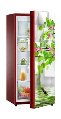 Decorative Pink Flower with Fish (Double Door Double Door Fridge Wall Sticker )-thumb2