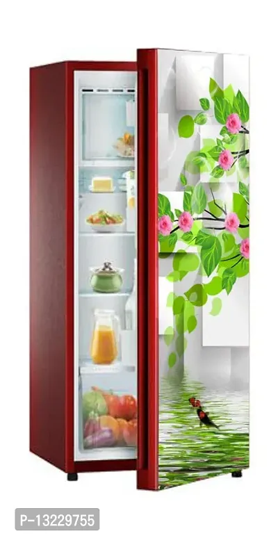 Decorative Pink Flower with Fish (Double Door Double Door Fridge Wall Sticker )-thumb3