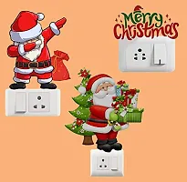 Global Graphics Decorative Colorful Santa Claus and Christmas Wall Switch Penal/Board Sticker (PVC Vinyl)-thumb1