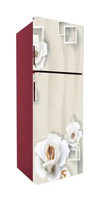 Decorative White Circles with Flower (Double Door Double Door Fridge Wall Sticker )-thumb1