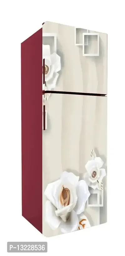 Decorative White Circles with Flower (Double Door Double Door Fridge Wall Sticker )-thumb2